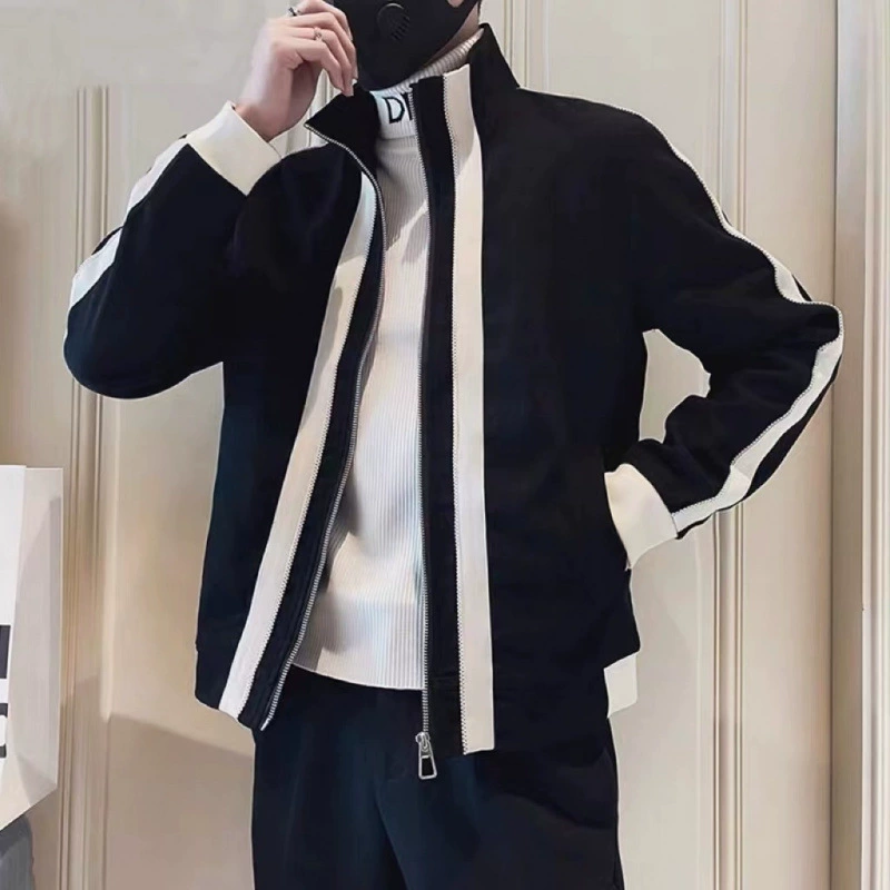 Мужская осенняя куртка 透任: универсальная, slim fit, корейский стиль, черная или абрикосовая