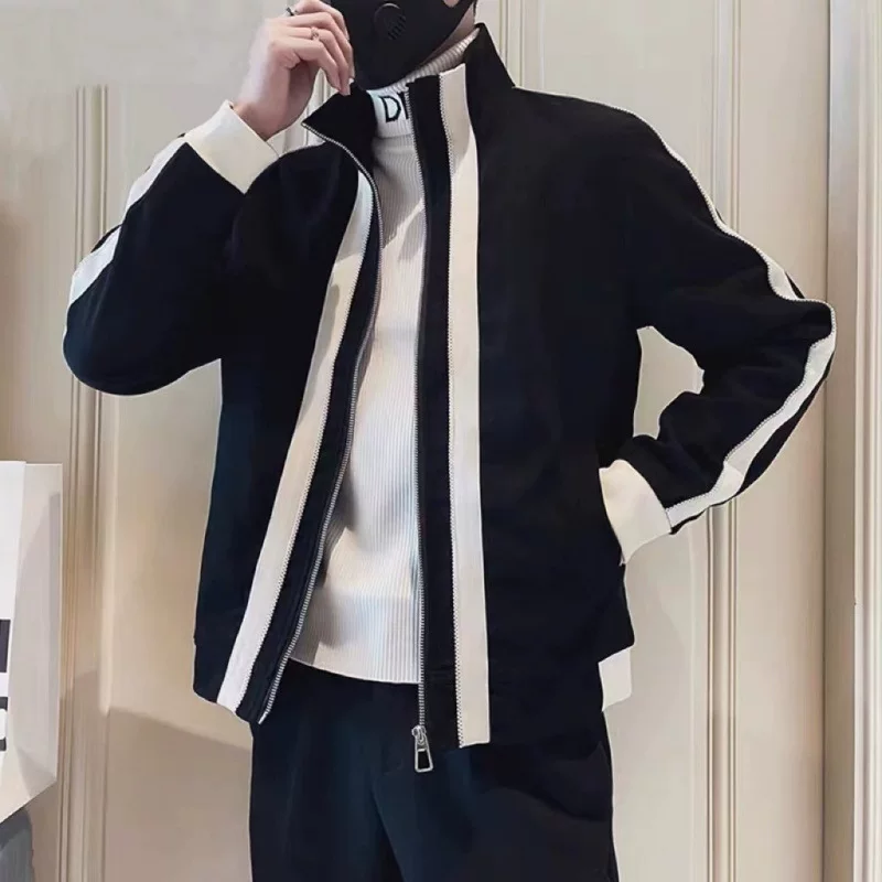 Мужская осенняя куртка 透任: универсальная, slim fit, корейский стиль, черная или абрикосовая