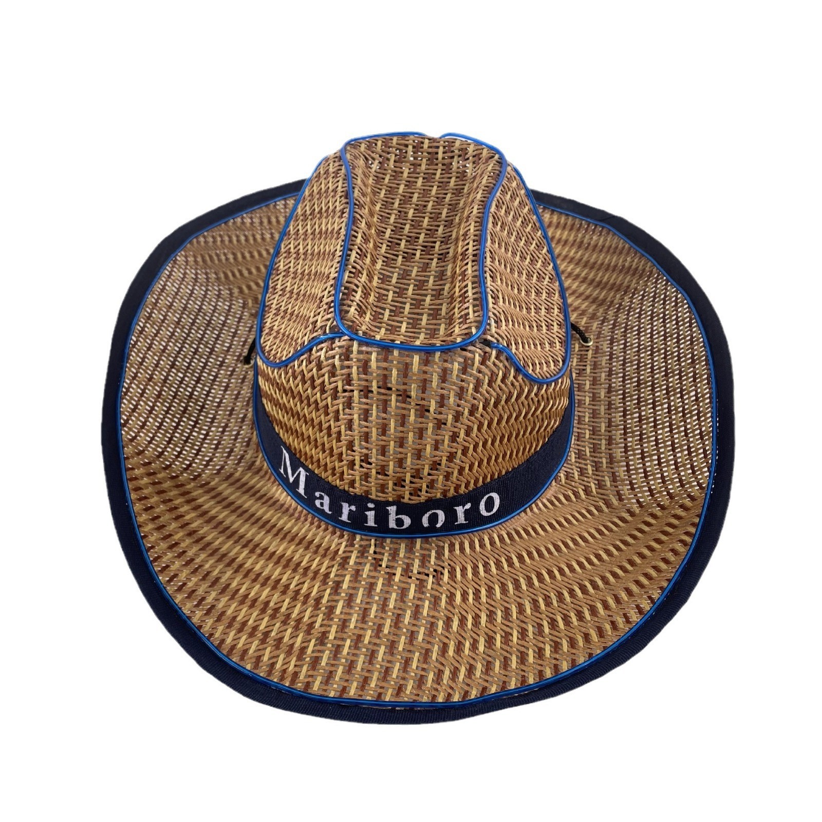 #614-1 3V无线款-草帽发光牛仔帽翘沿藏青 深蓝色