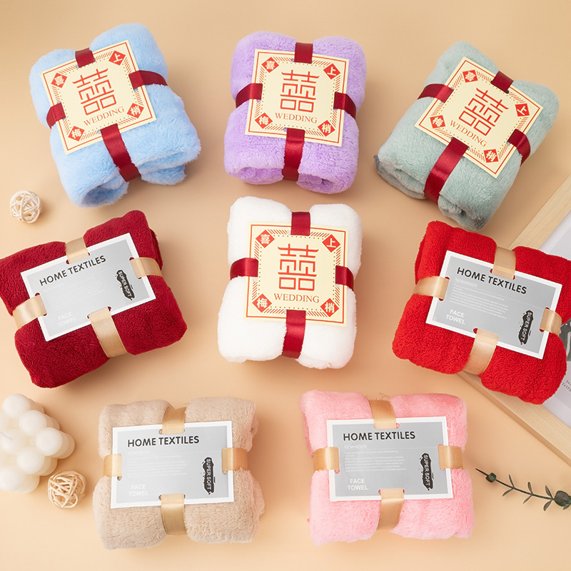 Coral Fleece Square Towel Hand Gift Wedding Gift Wedding Gift Box with Holiday Creative Gift