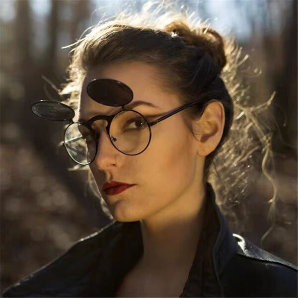 Jamie 3057 Retro Metal Steampunk Flip Sunglasses Flip Sunglasses for…