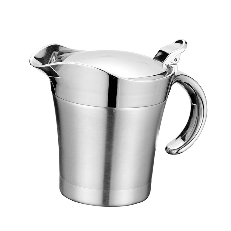 双层304不锈钢带盖保温调味瓶酱油油醋酱汁牛排酱汁船酱汁壶_