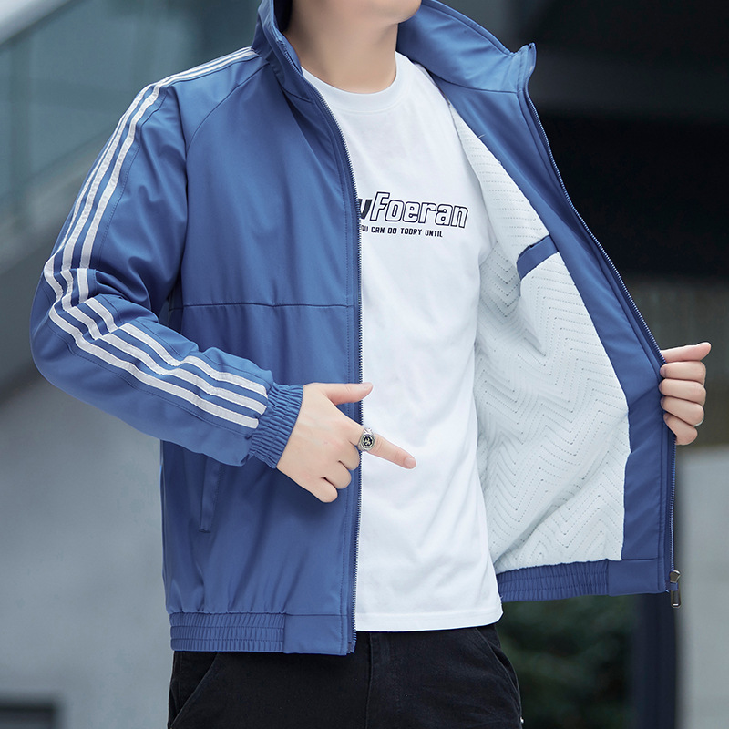 Tres barras transfronterizas chaqueta hombre otoño estilo americano chaqueta de viento de cuello al aire libre tres capas suaves chaqueta de asalto hombre tamaño grande image 4