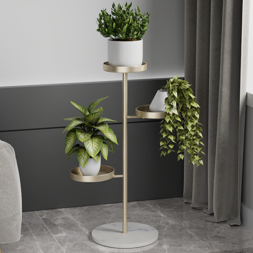 Modern simple flower stand, light luxury iron slate storage rack, indoor living room floor-standing multi-layer balcony pothos flower pot rack