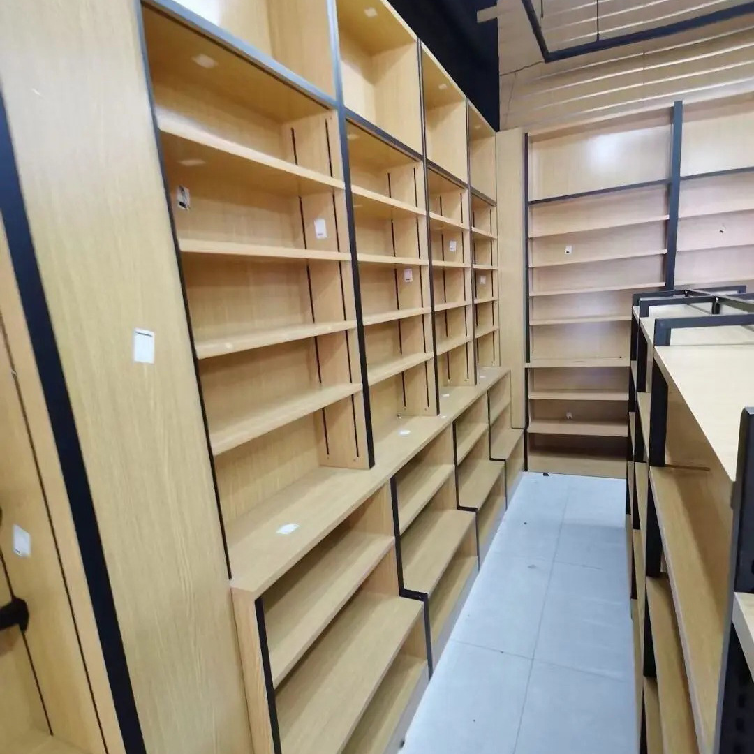 Estantería Multifuncional para Papelería Chenguang, Exhibidor de Supermercado, Librería, Estantería de Acero y Madera de Doble Cara, Mueble de Almacenamiento