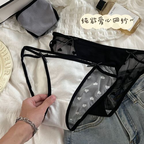 Dopamine butterfly bow net mesh sexy girl lace pure cotton gusseted underwear women mesh breathable low-rise triangle pants