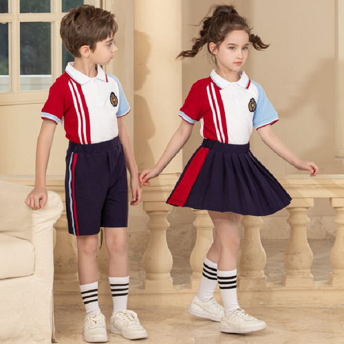 New Boys' and Girls' Elementary School Uniform Set, College Style Sports Style Class Uniform Set for Kindergarten, 2-4 Piece Set