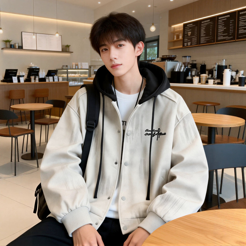 American-style tie-dye jacket, men's spring/autumn 2026 new collection, trendy hooded sweatshirt, casual jacket for men and teenagers