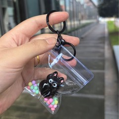 Erchu 黒子猫動物バッグかわいいキーホルダーウォーキングバッグ携帯電話ペンダントかわいいキーホルダーペンダント