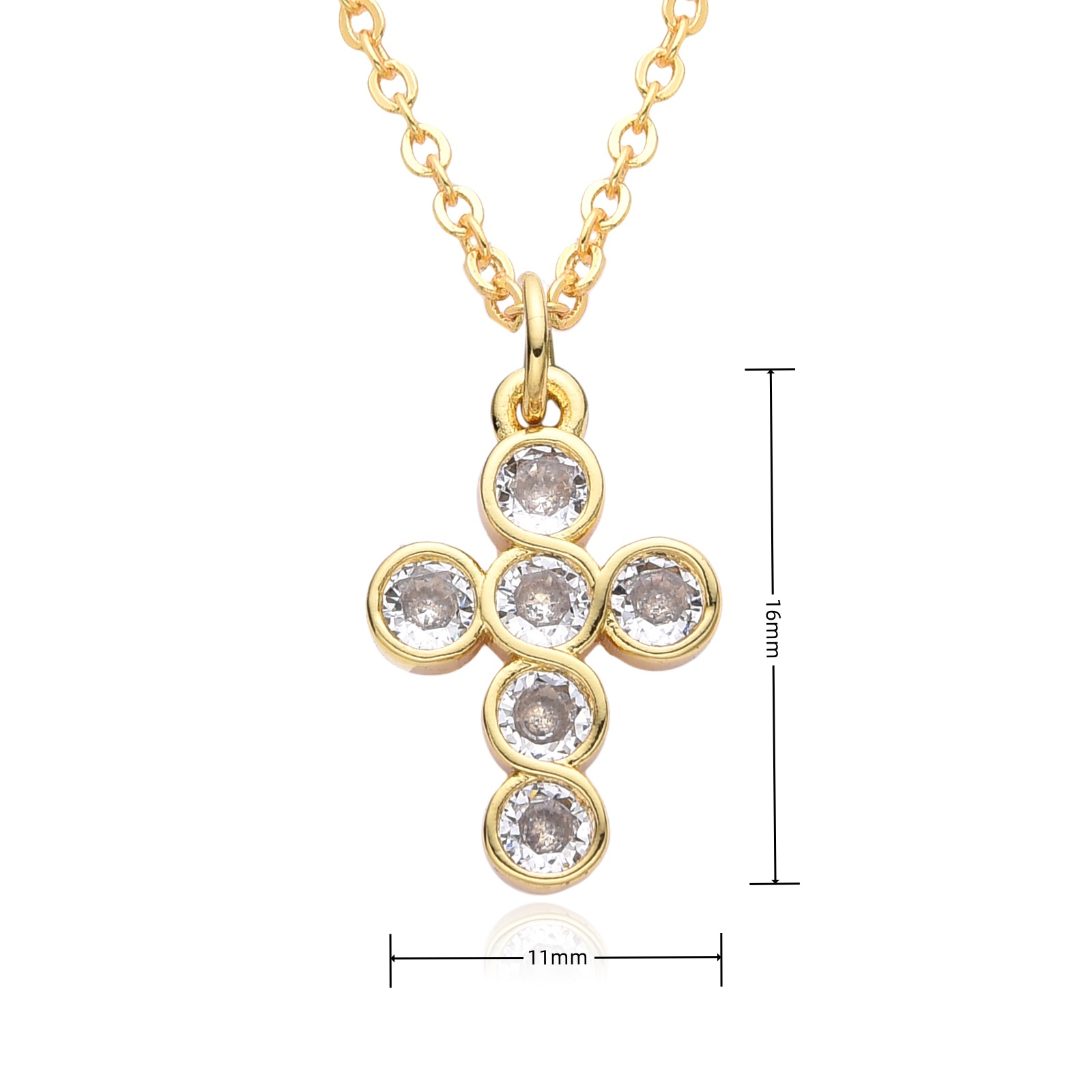14g Weight Gold Plated Plating Material Zircon Inlay Material Pendant Necklace Classification cable chain Chain Type 1 Piece Quantity Holiday, Daily Occasion Copper Material Cross Pattern Women's Gender Hollow Out, Inlay Design Simple Style, Shiny Style Copper Gold Plated Simple Style Shiny Cross Hollow Out Inlay Zircon Pendant Necklace 21