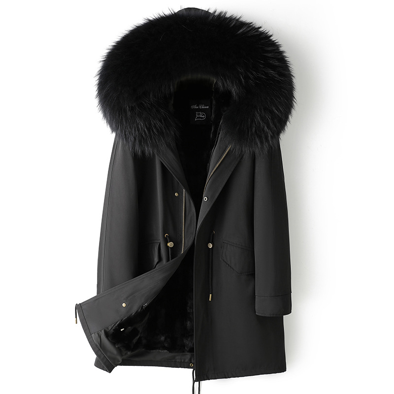 貂毛内胆派克服女2025新款冬长款拼貂貂胆貂皮大衣尼克服水貂皮草