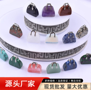 Natural agate jade mini handbag decorative ornaments crystal carving wholesale