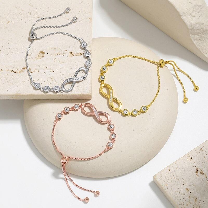 Lucky 8 Symbol European and American Fashion Adjustable Bracelet for Women Infinite Love Symbol Mobius Ring Bracelet