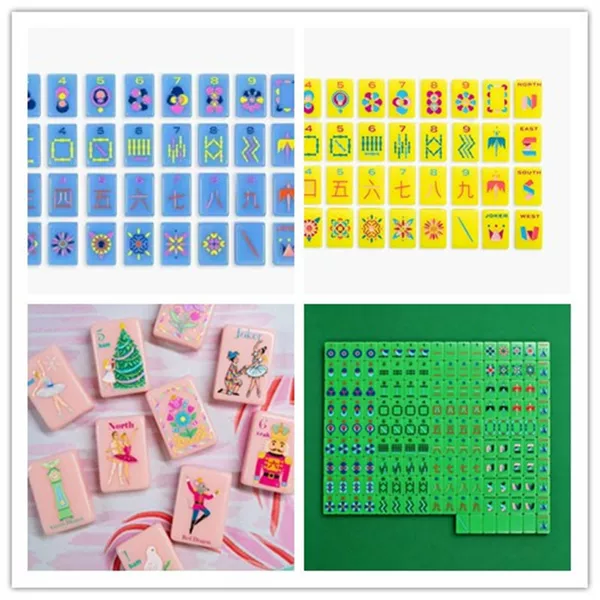 American Mahjong Tiles Portable Single-Layer Acrylic with Double-Sided Engraved and Painted Animal Patterns for Outdoor Hand-Play Mahjong