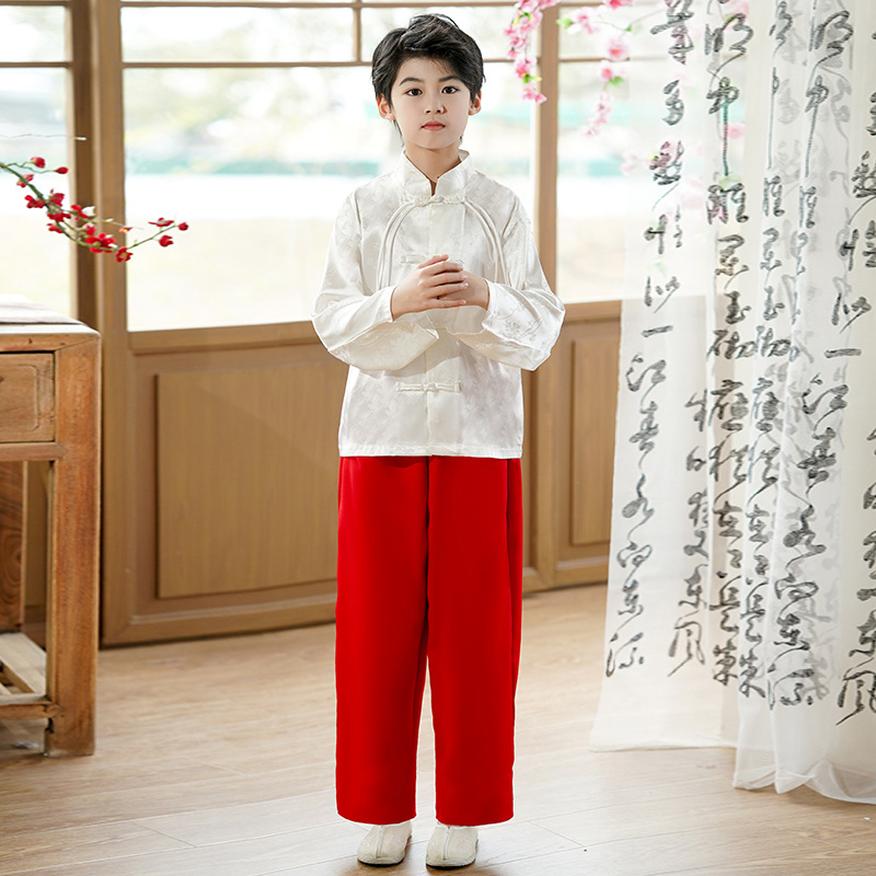 2024男童马面裙春秋古装大童唐装女童儿童汉服女孩春季套装中国风