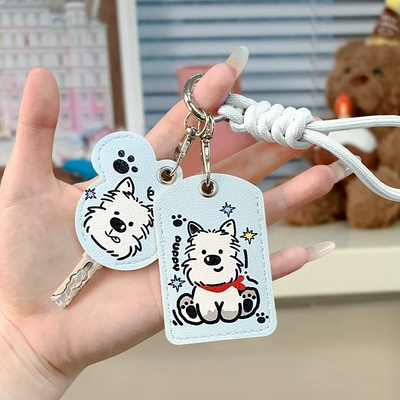 Electric Vehicle Nfc Card Universal — Electric vehicle key cover shell - white-braided-rope-key-case-double-card-case-west-highland