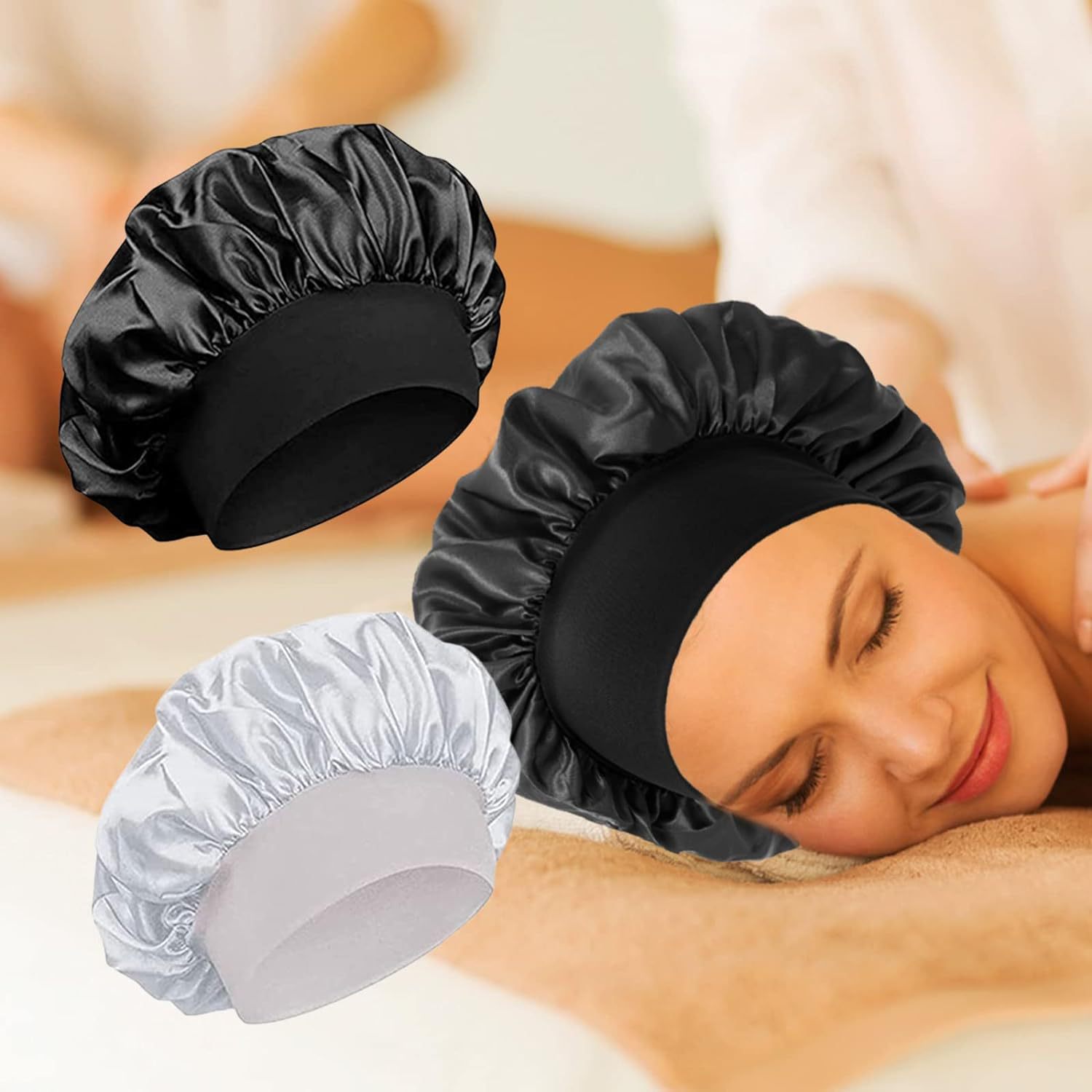 Amazon transfronterizo amplio borde alto elástico turbante sombrero de belleza sombrero de baño sombrero de cuidado del cabello sombrero de cuidado de la mujer sombrero de dormir al por mayor