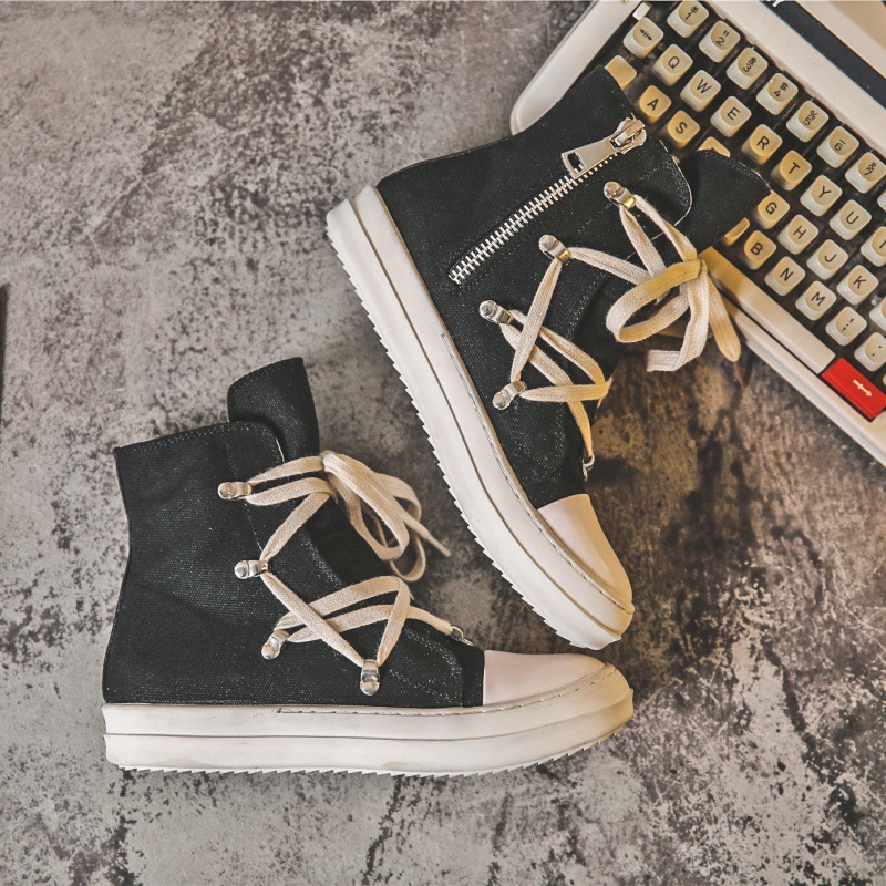 Pentagram thick soled canvas shoes couple models 24 spring new all match personality street fashion shoes hip hop high top shoes_voghion.com