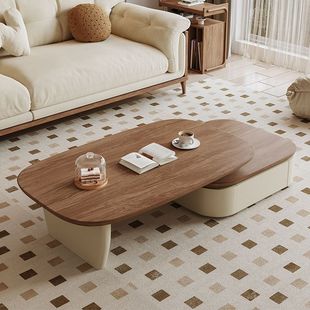 Mid-ancient Style Coffee Table Floor TV Cabinet Combination suit Light Luxury High-end Modern Simple Small Apartment Telescopic Coffee Table