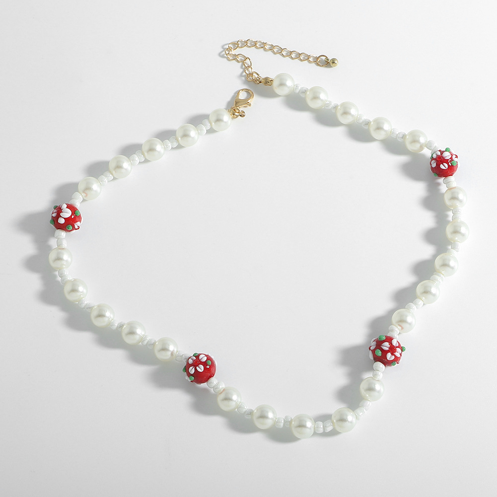 Vente En Gros Bijoux Perles De Verre Rouges Collier De Perles Nihaojewelry display picture 3