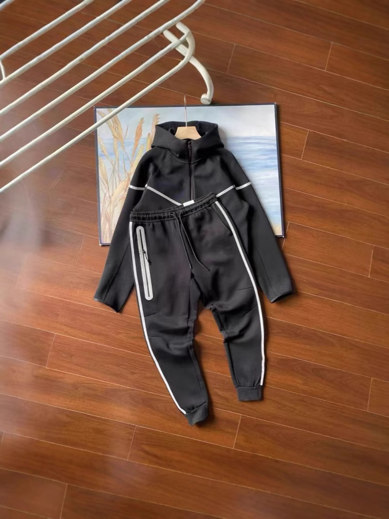 2025 nuevo estilo casual deportes con capucha de algodón con cremallera chaqueta adhesiva reflectante pantalones 745 y 762 trajes