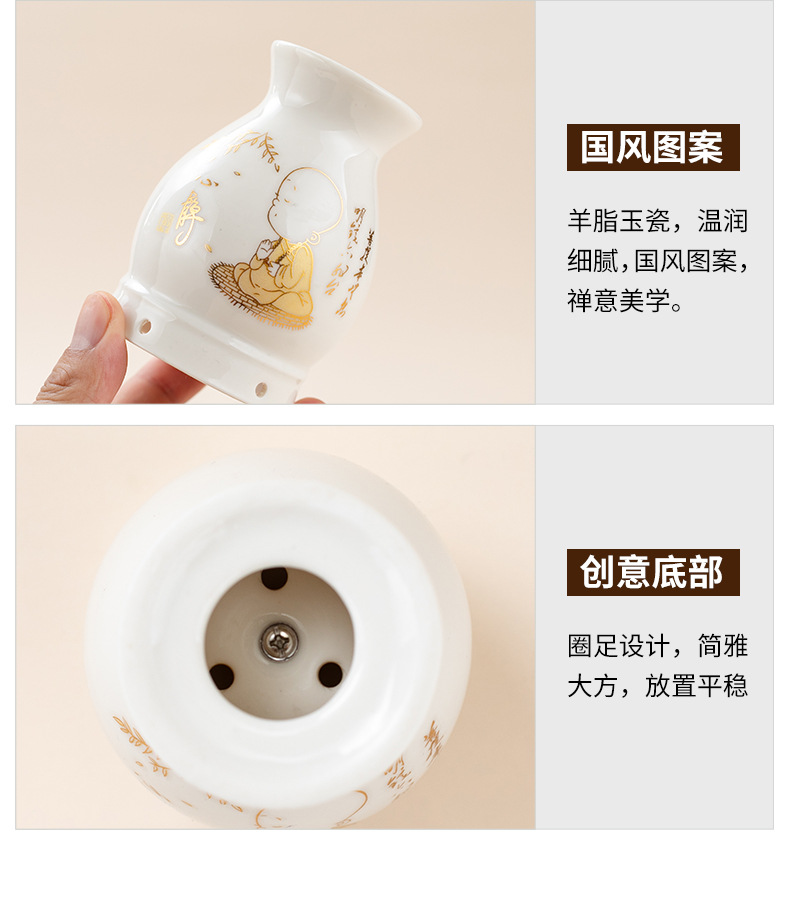 Ceramic Moxibustion Jar with Gua Sha Lid Double Layer Heat Shield Home Warming Tool with Cloth Sleeve details