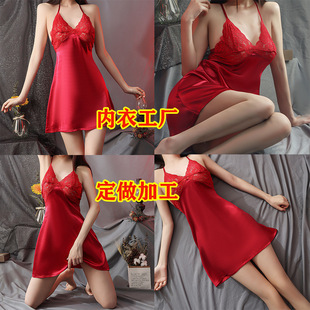 Cross-border sexy lingerie sexy lace suspenders nightgown 9978 manufacturers wholesale pajamas sexy V-neck dress