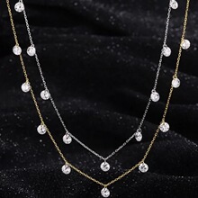 S925纯银满天星锆石水滴项链女时尚轻奢简约冷淡风新款锁骨链短款