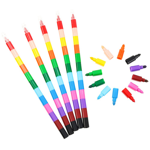 Children's painting splicing crayons 12 colors hand-painted creative graffiti painting splicing crayons color building blocks splicing crayons