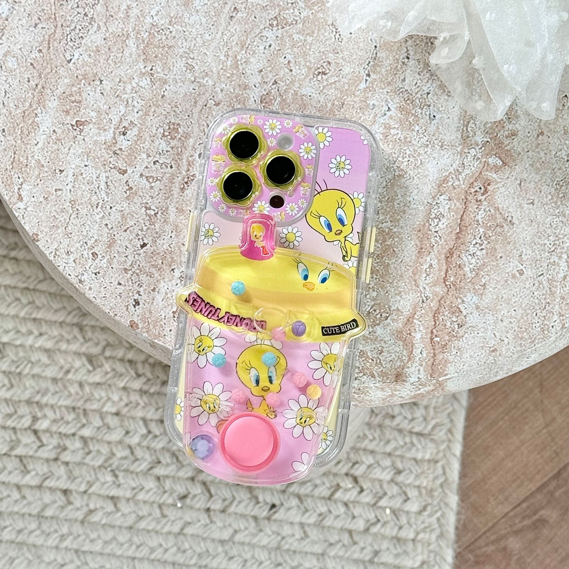 Cartoon Flowers and Birds Tuidi Game Water Machine Suitable for Iphone16 Apple 15Promax Mobile Phone Case 14/13
