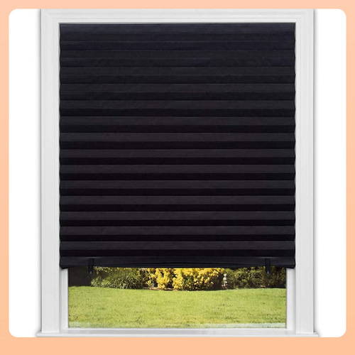Light blocking pleated paper window cover disposable non-woven fabric curtain perforation free self-adhesive curtain sun-blocking window