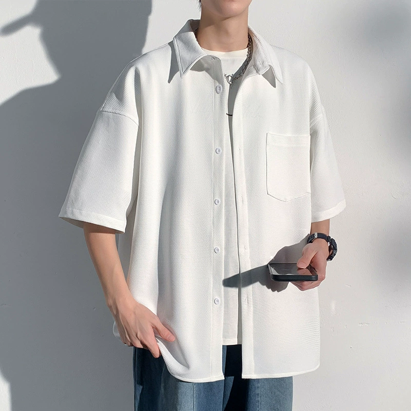 Специальная партия без цены для P30 летний вафельный свободный drape короткий рукав мужская всесторонняя жакет рубашка CD2244