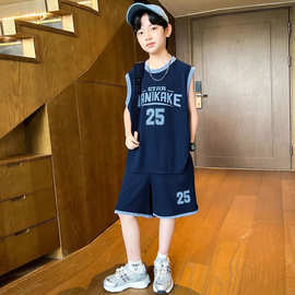儿童夏装薄款背心短裤套装2026新款大童篮球服宽松速干运动两件套