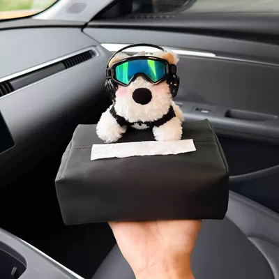 New West Highland Car Tissue Box, Car Armrest Box Tissue Holder, Seat-Mounted Car Tissue Bag, Cute (Car tissue box/set) - armrest-box-style-black-sweater-ski-west-highland