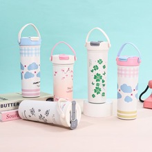 新款手提双饮咖啡杯316不锈钢3D打印保温杯便携可爱随行吸管杯