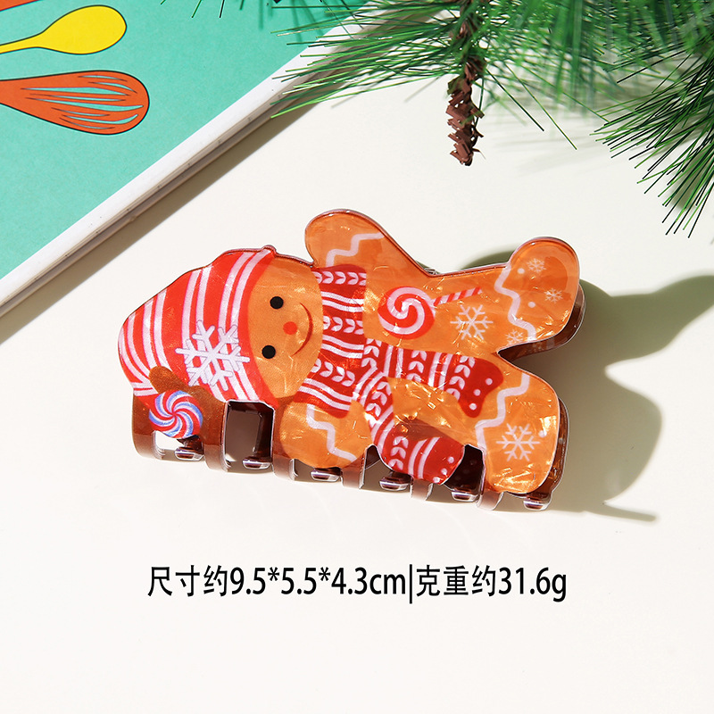 闪闪姑娘新款圣诞节日格林奇绿怪发夹圣诞老人姜饼人雪人麋鹿抓夹|undefined