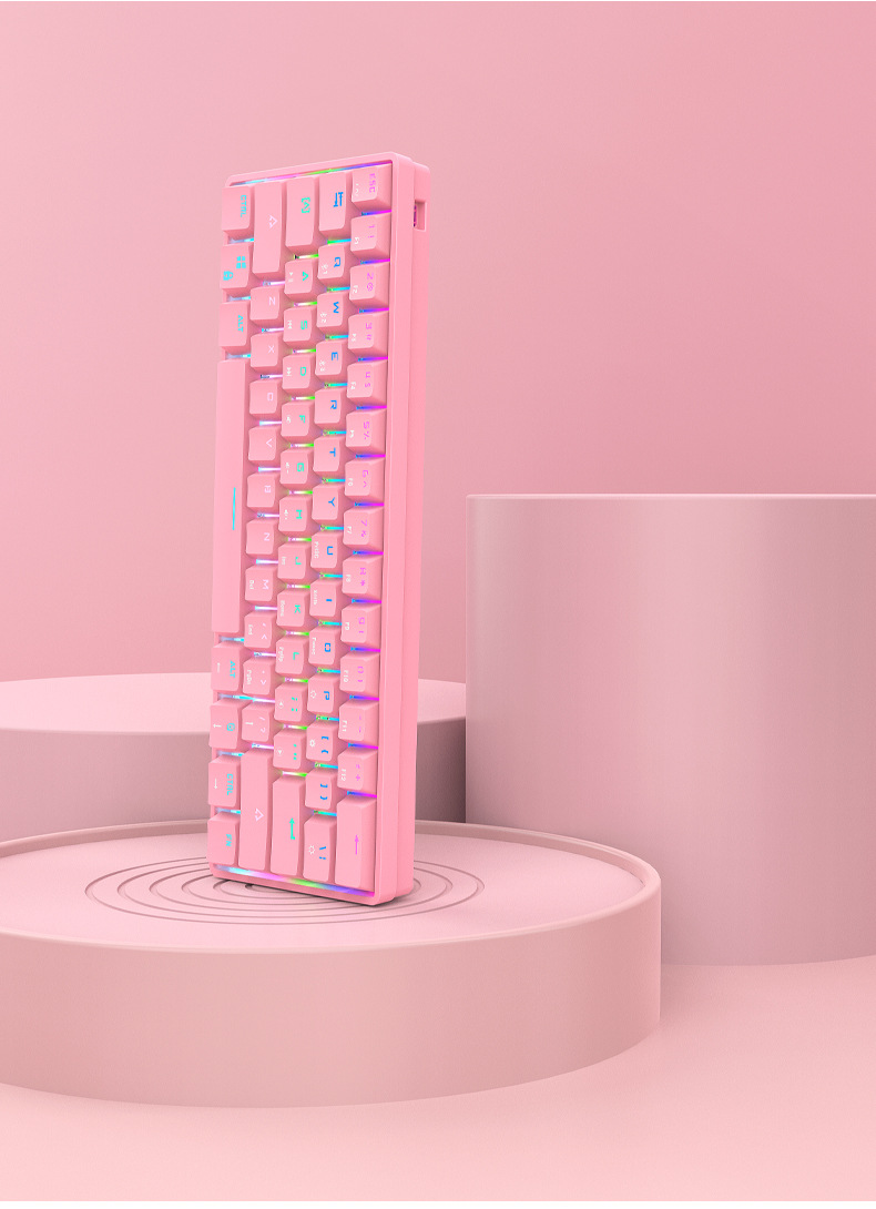 Wireless keyboard Bluetooth the third mock examination 61 RGB green axis mobile tablet notebook desktop game mechanical key_voghion.com