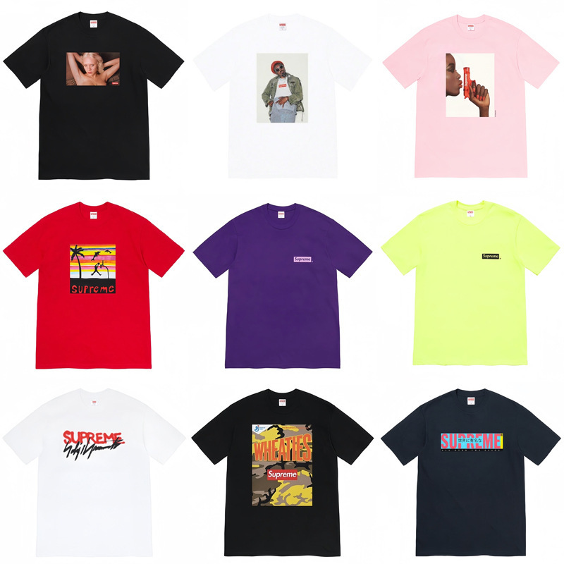 Cross-Border Supply Export Wholesale Trendy Brand Supreme Short-Sleeved American Box Classic 240g Top T-Shirt Half-Sleeved 5 Cross-Border Supply Export Wholesale Trendy Brand Supreme Short-Sleeved American Box Classic 240g Top T-Shirt Half-Sleeved 5