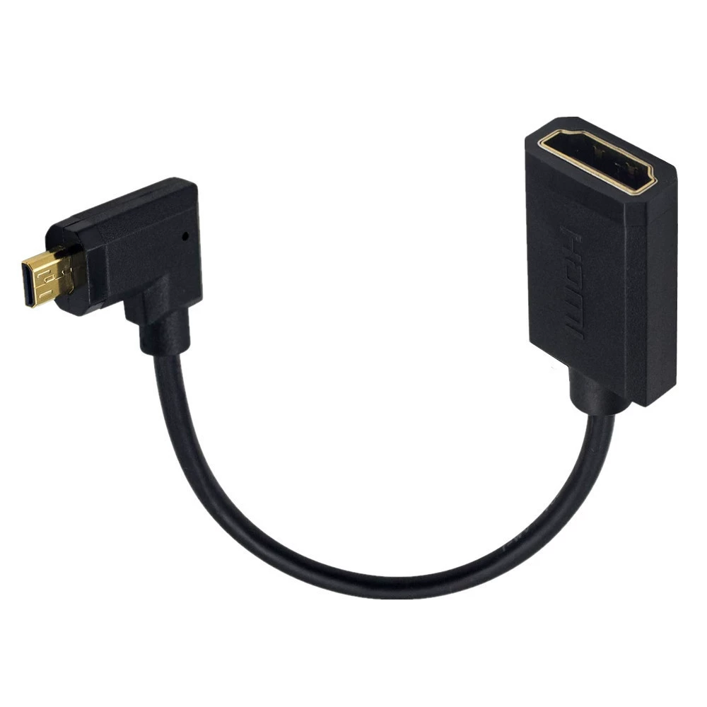 Micro HDMI на HDMI (гнездо) 4K60Hz, 90° угловой кабель OD3.2 для микрокамеры/планшета к телевизору