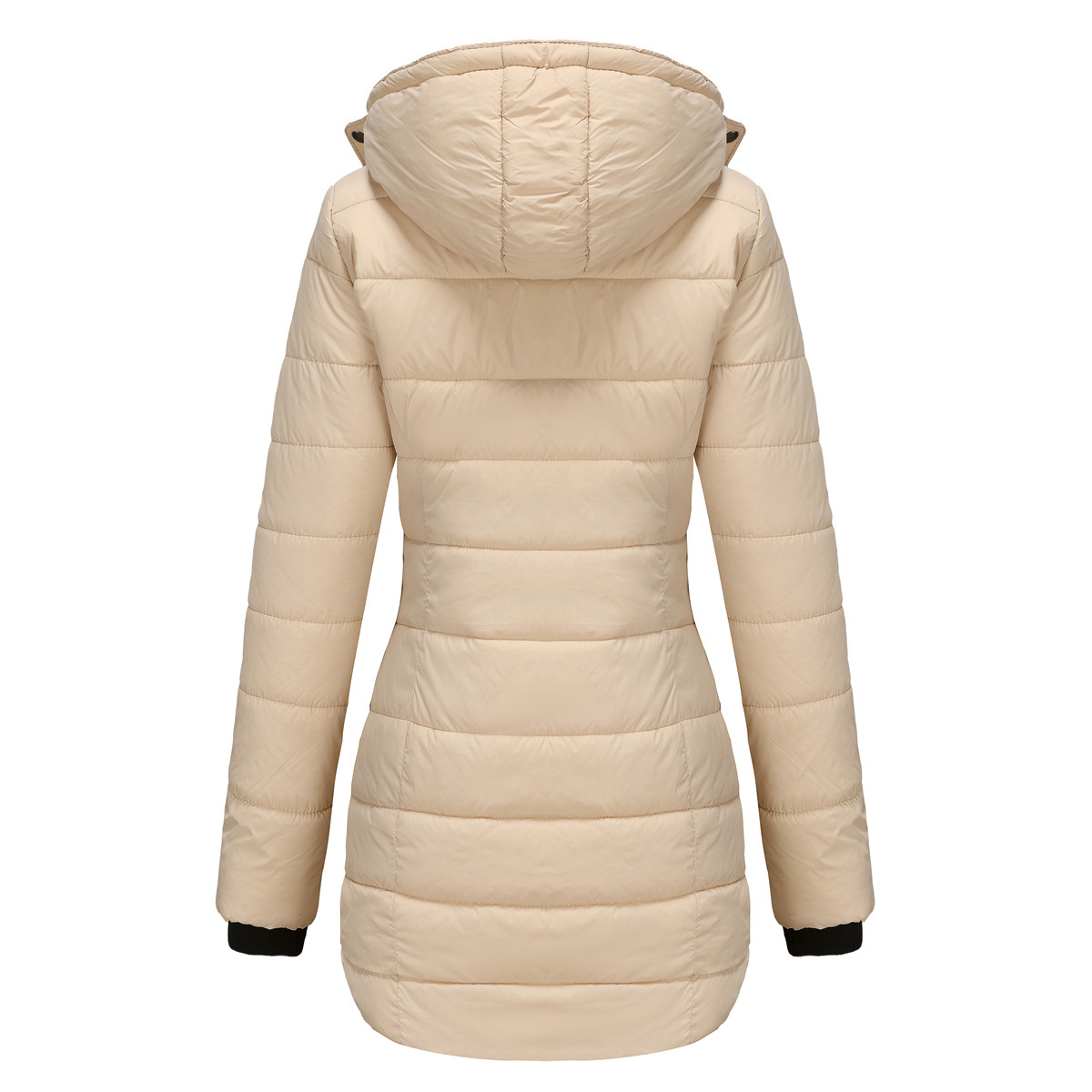 Abrigo de invierno para mujer con capucha extraíble parka impermeable_voghion.com