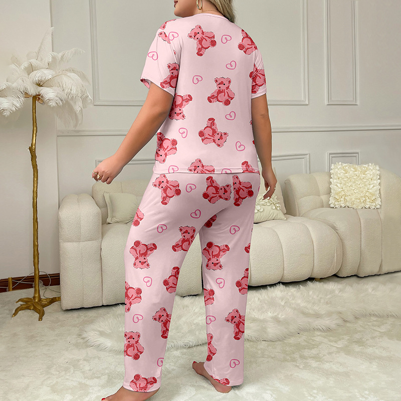 ChicShe Europäischer und Amerikanischer Cross-Border Herbst-Pyjama mit neuem Cartoon-Print für Damen, Kurzarm, lange Hose, lässiges Homewear-Set_voghion.com