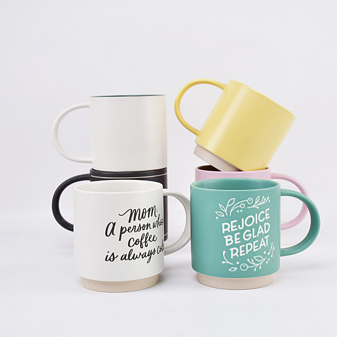 ceramic Multicolour Stacking coffee Mugs for hot beverages