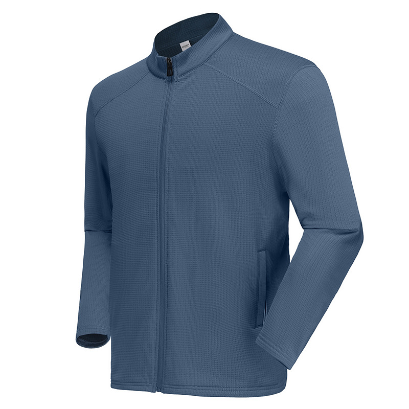 Nueva chaqueta de cuello alto para hombre al aire libre suéter casual de color sólido cardigan con cremallera chaqueta deportiva de lana para correr