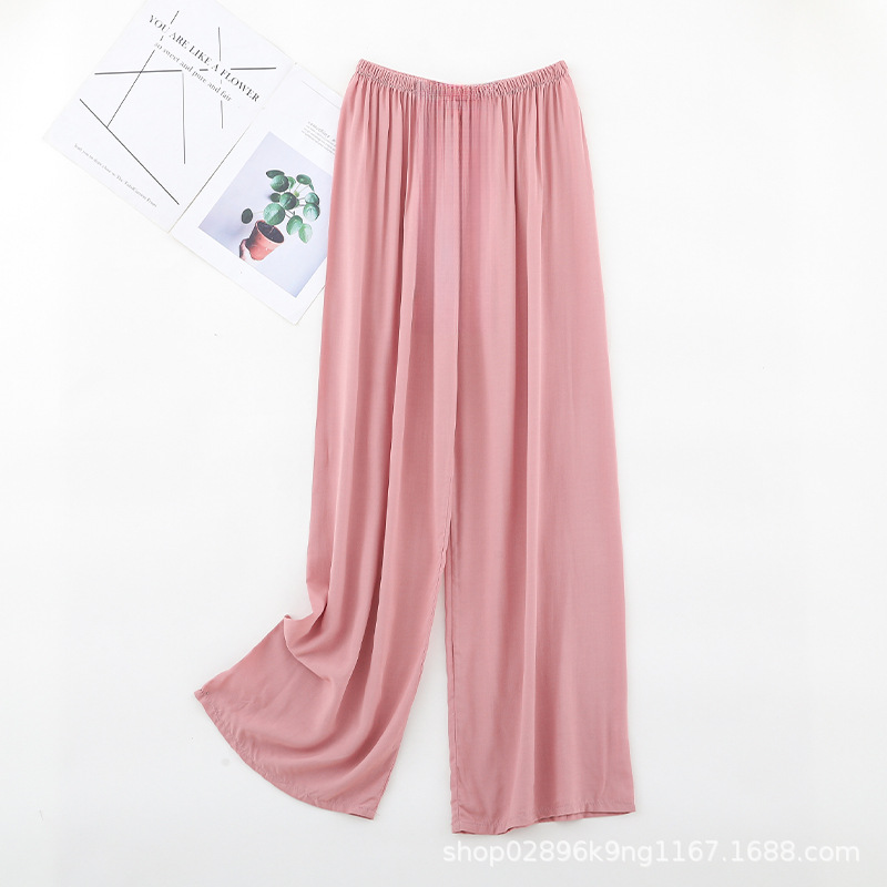 [Algodón sólido] Pantalones de piernas de algodón sólido de cintura alta dulces de fibra adhesiva pantalones de piernas largas delgados de verano relajados