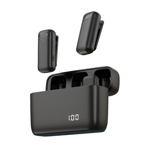 Cross-border noise reduction wireless microphone mini live microphone wireless lapel microphone with digital display outdoor microphone