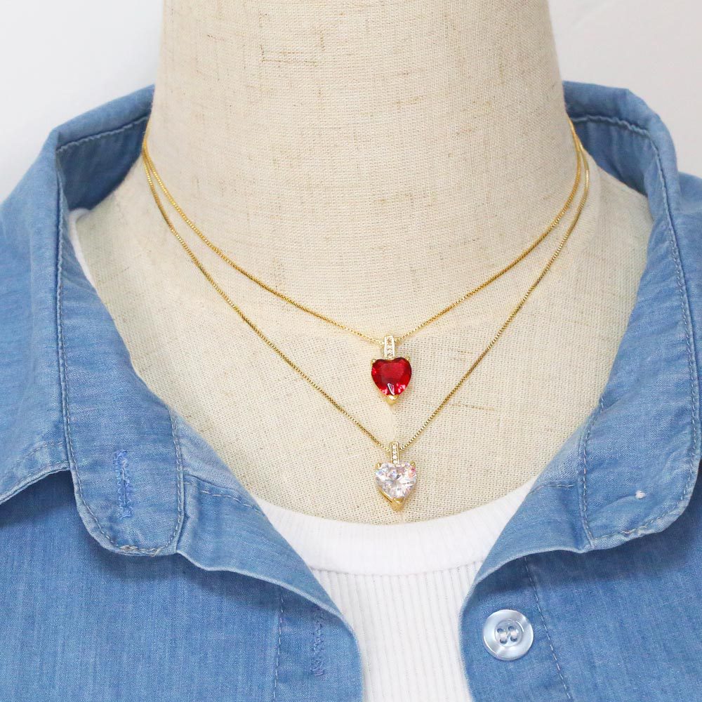 Fashion Heart Shape Copper Necklace Inlay Zircon Copper Necklaces