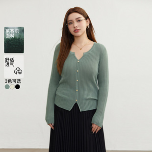 Slim show plus size women's clothing gentle chic slim-fit temperament V-neck sweater fat mm2024 Spring New