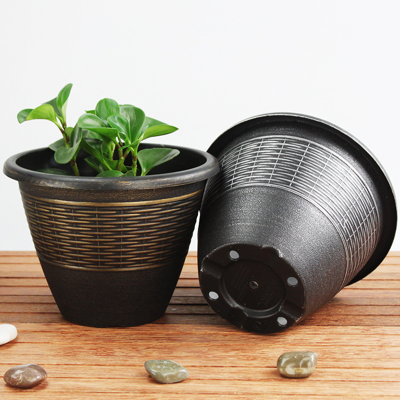 Macetas de Plástico Imitación Ratán para Uso Doméstico, para Plantar Flores y Plantas Verdes, Macetas de Resina Retro Transpirables image 3
