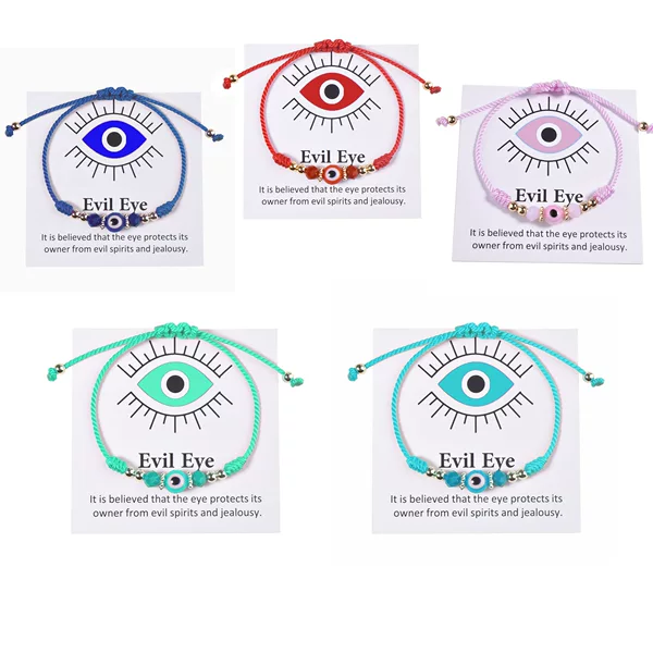 Amazon Explosions Cross-border Transit Red Rope Devil's Eyes Woven Handmade Bracelet Women's European and American Fashion Simple Rope