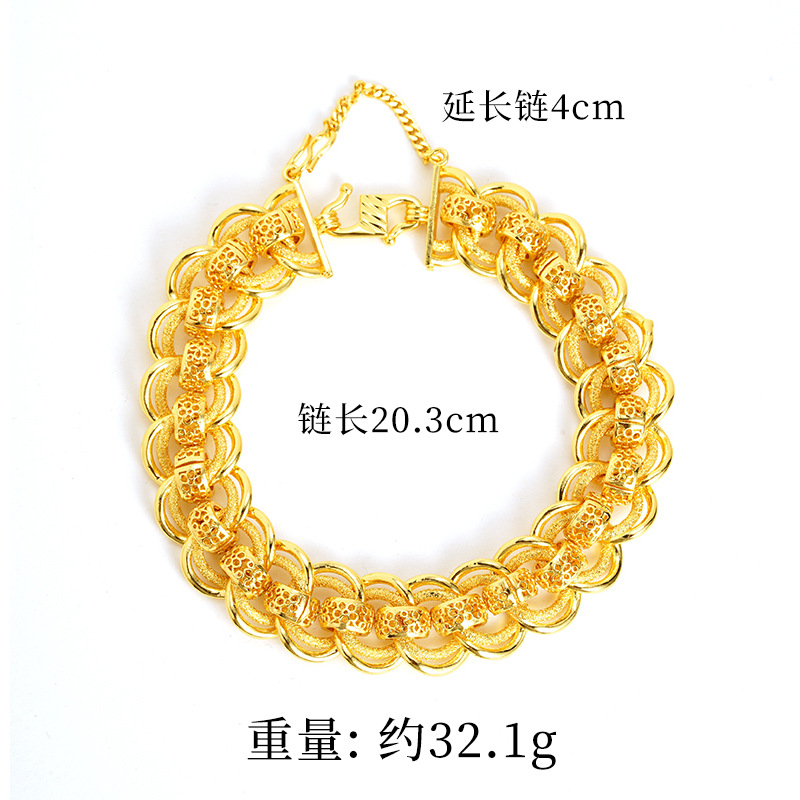 Nueva pulsera de oro de arena de Vietnam para hombres, exagerada edición ancha, pulsera de reloj grande, joyas de moda que no se desvanecen.